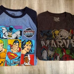 2 men's size Small super hero tshirts. DC and marvel.